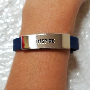 STELLA & DOT Keep Collective Navy Silicone Bracelet with Charm.